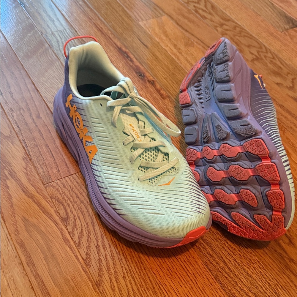 Hoka Athletic Shoes in Light Green and Lavender